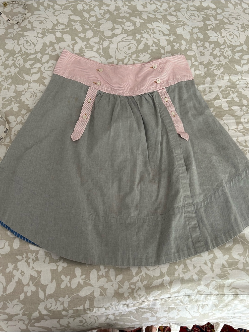Pink-Trim Gray Circle Skirt - Women's Skater Style